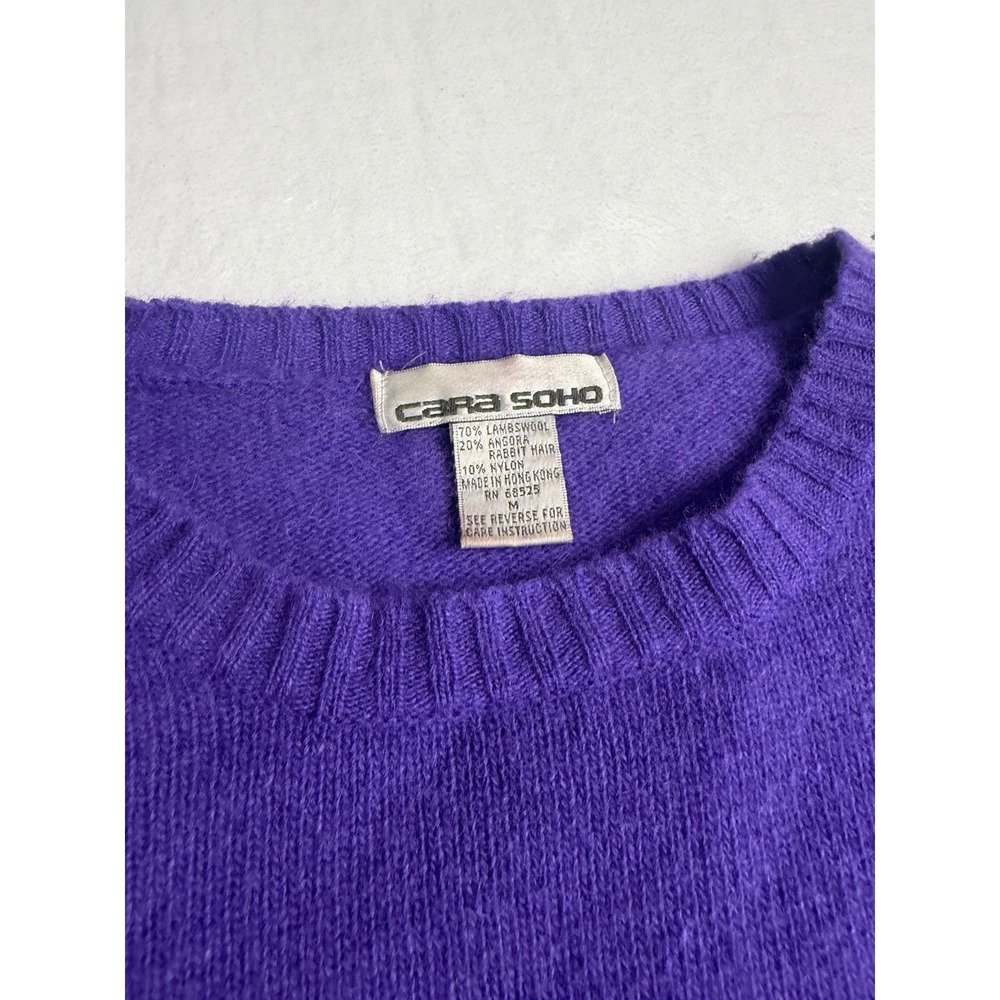 Cara Soho Vintage 90's Purple Crewneck Lambswool Pullover Sweater M - Picture 5 of 6